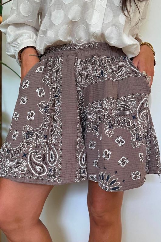Ole Bubble Cotton Bandana Shorts Earth